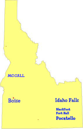 Map of Idaho showing French, German and Spanish language classes, activities and childrens programs for kids