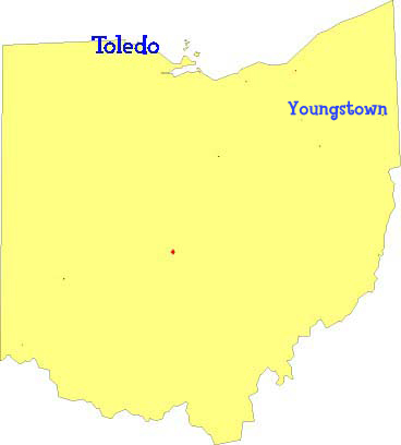 Map of Ohio showing French, German and Spanish language classes, activities and childrens programs for kids