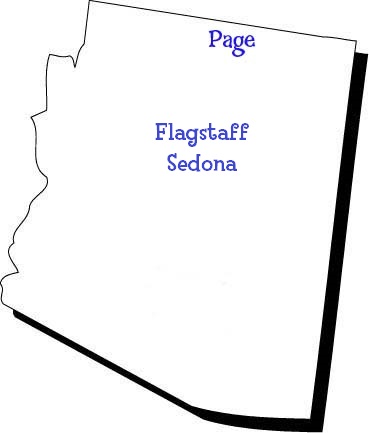 Map of Arizona showing French, German and Spanish language classes, activities and childrens programs for kids