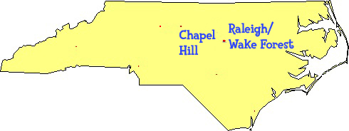 map of French German and Spanish classes for kids in North Carolina