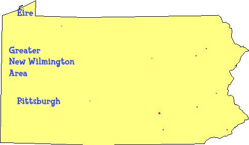 map showing locations of childrens French German and Spanish language classes in Pennsylvania